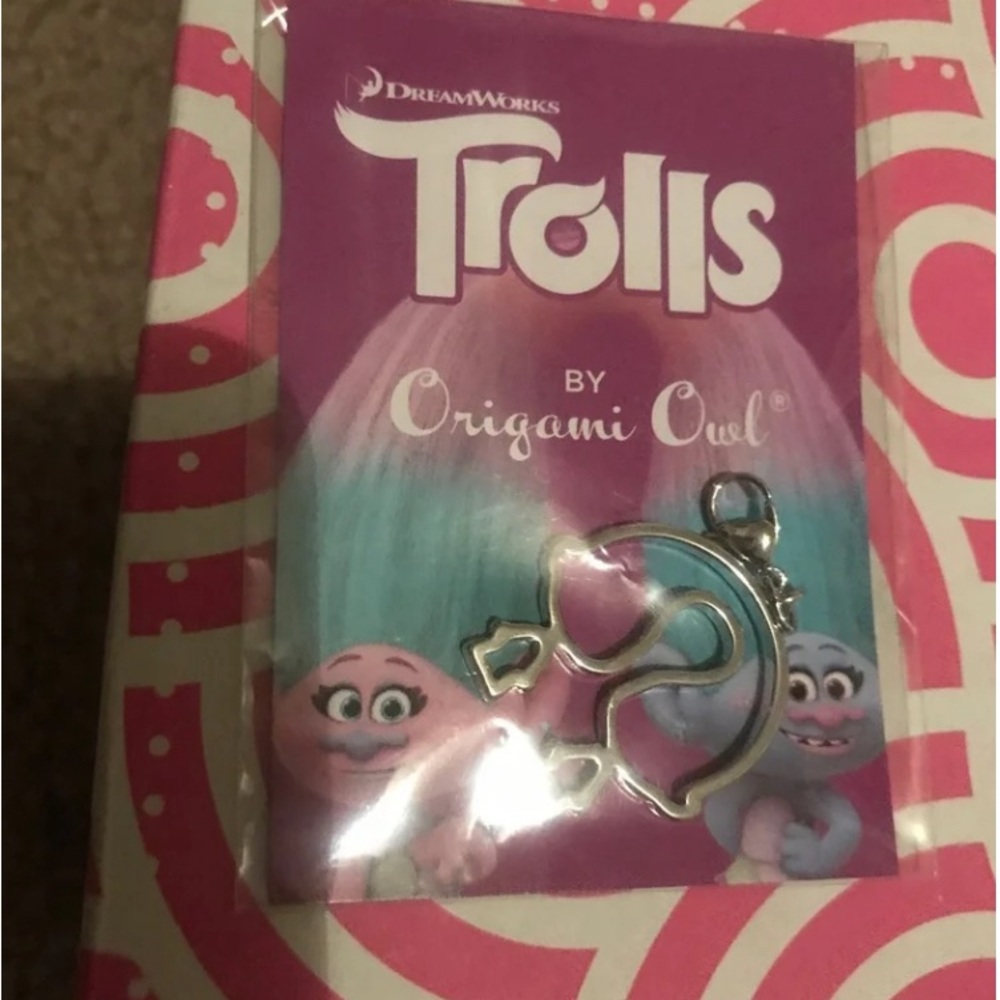 Origami owl Trolls satin & chenille silver charm new in package